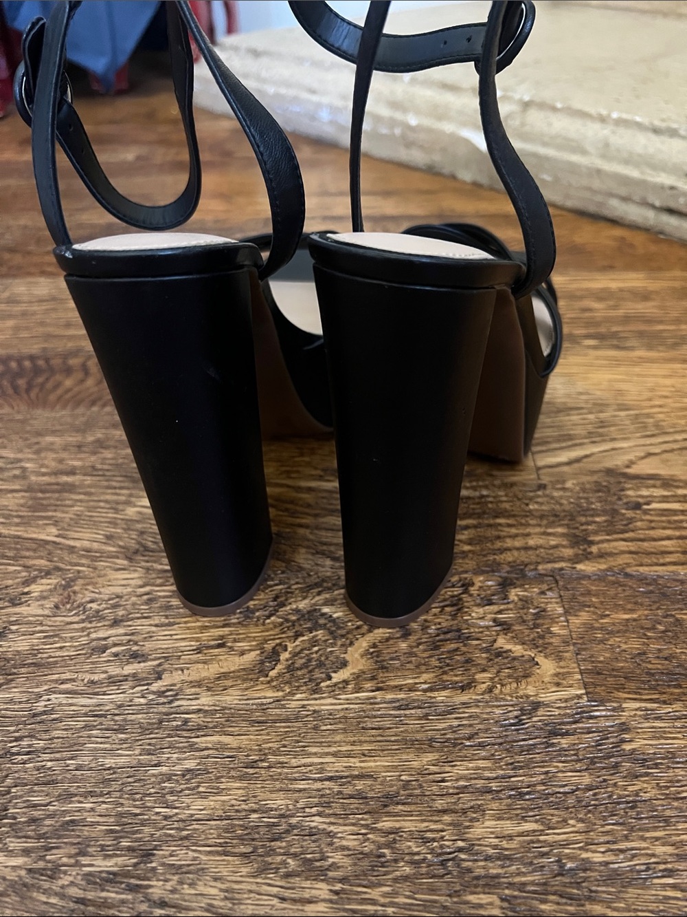Gianni Bini Black Strappy Square Toe Block Heels - Picture 3 of 5